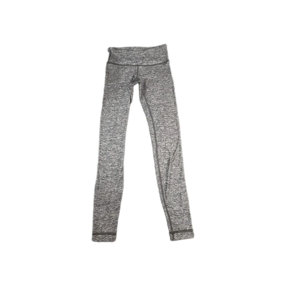 Lululemon Wunder Under Leggings Womens Sz 4 Heathered Black Gray Stretch Yoga 37